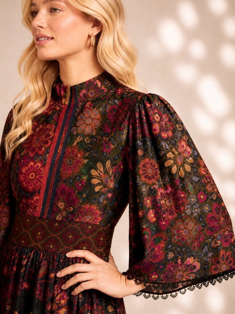 Farm Rio x Anthropologie Mock Neck Floral Maxi Dress Size S - Picture 4 of 10
